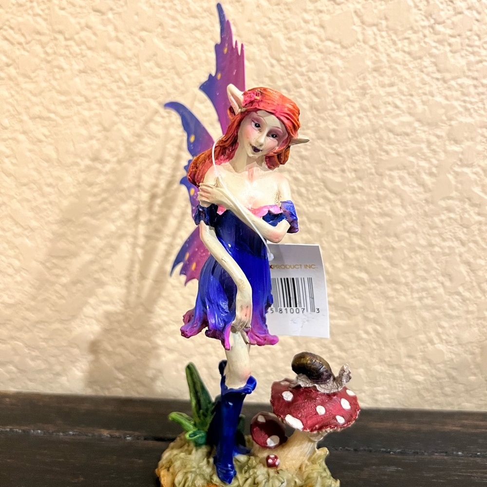 Fairy with Mushroom Plant Figurine Collectible - Mystikal Creations by KMP - NEW